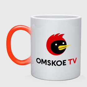 Кружка хамелеон с принтом Omskoe TV logo в Тюмени, керамика | меняет цвет при нагревании, емкость 330 мл | logo | omskoe tv | видеоблоггер | лого | логотип | омская птица | омское тв