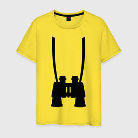 Мужская футболка хлопок с принтом Бинокль в Тюмени, 100% хлопок | прямой крой, круглый вырез горловины, длина до линии бедер, слегка спущенное плечо. | бинокль | одежда | прикольные картинки