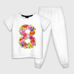 Детская пижама хлопок с принтом 8 марта из цветов в Тюмени, 100% хлопок |  брюки и футболка прямого кроя, без карманов, на брюках мягкая резинка на поясе и по низу штанин
 | 8 марта | 8 марта из цветов | идеи подарков | любимая | мама | подарок | цветы