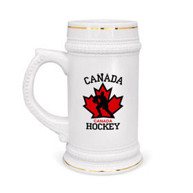 Кружка пивная с принтом Канада хоккей (Canada Hockey) в Тюмени,  керамика (Материал выдерживает высокую температуру, стоит избегать резкого перепада температур) |  объем 630 мл | canada hockey | канада хоккей | лед | спорт | хоккей | шайба