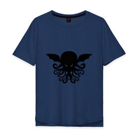 Мужская футболка хлопок Oversize с принтом Ктулху в Тюмени, 100% хлопок | свободный крой, круглый ворот, “спинка” длиннее передней части | дьяволы | ктулху | монстры | море | осьминог | привидения