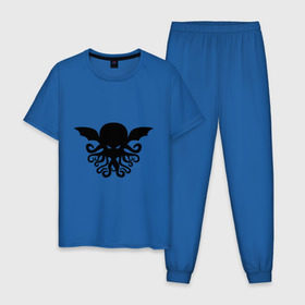 Мужская пижама хлопок с принтом Ктулху в Тюмени, 100% хлопок | брюки и футболка прямого кроя, без карманов, на брюках мягкая резинка на поясе и по низу штанин
 | дьяволы | ктулху | монстры | море | осьминог | привидения