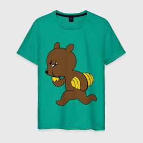 Мужская футболка хлопок с принтом Медведь украл мёд в Тюмени, 100% хлопок | прямой крой, круглый вырез горловины, длина до линии бедер, слегка спущенное плечо. | еда | животные | мёд | медведь украл мёд | мишка