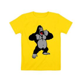 Детская футболка хлопок с принтом Злая горилла в Тюмени, 100% хлопок | круглый вырез горловины, полуприлегающий силуэт, длина до линии бедер | горилла | животные | злая горилла | обезьяна