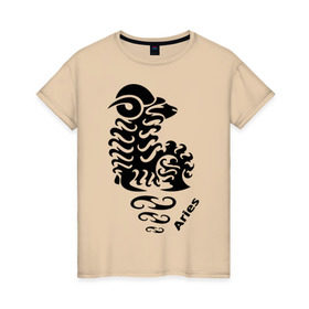 Женская футболка хлопок с принтом Овен в Тюмени, 100% хлопок | прямой крой, круглый вырез горловины, длина до линии бедер, слегка спущенное плечо | знаки | знаки зодиака | овен | прикольные картинки