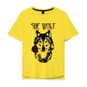 Мужская футболка хлопок Oversize с принтом Модный дизайн - Настоящая Волчица в Тюмени, 100% хлопок | свободный крой, круглый ворот, “спинка” длиннее передней части | волк | волки | модный дизайн | настоящая волчица | прикольные картинки | роза | серый | цветы
