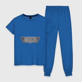Женская пижама хлопок с принтом EVE online в Тюмени, 100% хлопок | брюки и футболка прямого кроя, без карманов, на брюках мягкая резинка на поясе и по низу штанин | eve online | игры
