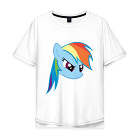 Мужская футболка хлопок Oversize с принтом Rainbow Dash в Тюмени, 100% хлопок | свободный крой, круглый ворот, “спинка” длиннее передней части | my little pony | rainbow dash | дружба   это чудо | мультфильм | пони | поняши | поняшки | радуга дэш