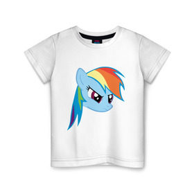 Детская футболка хлопок с принтом Rainbow Dash в Тюмени, 100% хлопок | круглый вырез горловины, полуприлегающий силуэт, длина до линии бедер | my little pony | rainbow dash | дружба   это чудо | мультфильм | пони | поняши | поняшки | радуга дэш