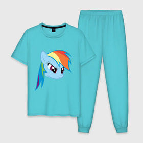 Мужская пижама хлопок с принтом Rainbow Dash в Тюмени, 100% хлопок | брюки и футболка прямого кроя, без карманов, на брюках мягкая резинка на поясе и по низу штанин
 | my little pony | rainbow dash | дружба   это чудо | мультфильм | пони | поняши | поняшки | радуга дэш