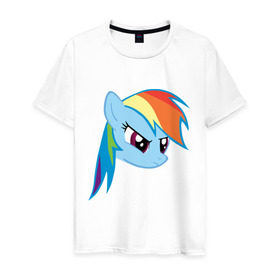 Мужская футболка хлопок с принтом Rainbow Dash в Тюмени, 100% хлопок | прямой крой, круглый вырез горловины, длина до линии бедер, слегка спущенное плечо. | Тематика изображения на принте: my little pony | rainbow dash | дружба   это чудо | мультфильм | пони | поняши | поняшки | радуга дэш