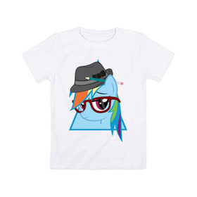 Детская футболка хлопок с принтом Rainbow Dash hipster в Тюмени, 100% хлопок | круглый вырез горловины, полуприлегающий силуэт, длина до линии бедер | hipster | my little pony | rainbow dash | swag | дружба   это чудо | мультфильм | пони | поняши | поняшки | радуга дэш | сваг | свэг