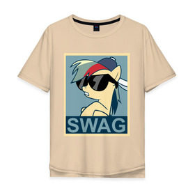 Мужская футболка хлопок Oversize с принтом Rainbow Dash swag в Тюмени, 100% хлопок | свободный крой, круглый ворот, “спинка” длиннее передней части | my little pony | swag | дружба   это чудо | мультфильм | пони | поняши | поняшки | радуга дэш | сваг | свэг