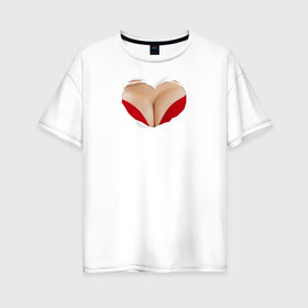 Женская футболка хлопок Oversize с принтом Бюст - сердечко в Тюмени, 100% хлопок | свободный крой, круглый ворот, спущенный рукав, длина до линии бедер
 | body | heart | woman body | голое тело | женское тело | подарок жене | тело