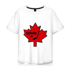 Мужская футболка хлопок Oversize с принтом Canada hockey (Канадский хоккей) в Тюмени, 100% хлопок | свободный крой, круглый ворот, “спинка” длиннее передней части | canada hockey | калиновый лист | канадский хоккей | спорт | хоккей