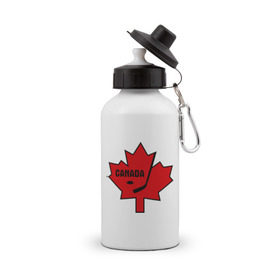 Бутылка спортивная с принтом Canada hockey (Канадский хоккей) в Тюмени, металл | емкость — 500 мл, в комплекте две пластиковые крышки и карабин для крепления | canada hockey | калиновый лист | канадский хоккей | спорт | хоккей