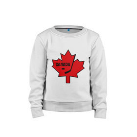 Детский свитшот хлопок с принтом Canada hockey (Канадский хоккей) в Тюмени, 100% хлопок | круглый вырез горловины, эластичные манжеты, пояс и воротник | canada hockey | калиновый лист | канадский хоккей | спорт | хоккей