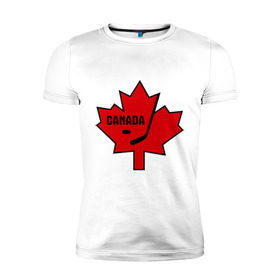 Мужская футболка премиум с принтом Canada hockey (Канадский хоккей) в Тюмени, 92% хлопок, 8% лайкра | приталенный силуэт, круглый вырез ворота, длина до линии бедра, короткий рукав | canada hockey | калиновый лист | канадский хоккей | спорт | хоккей