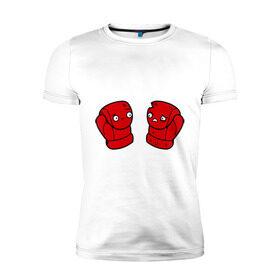 Мужская футболка премиум с принтом Боксерская перчатка Тайсон в Тюмени, 92% хлопок, 8% лайкра | приталенный силуэт, круглый вырез ворота, длина до линии бедра, короткий рукав | бокс | боксер | боксерская перчатка | спорт | тайсон