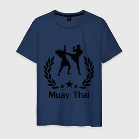 Мужская футболка хлопок с принтом Muay Thai (Тайский бокс) в Тюмени, 100% хлопок | прямой крой, круглый вырез горловины, длина до линии бедер, слегка спущенное плечо. | muay thai | бокс | спорт | тайский бокс