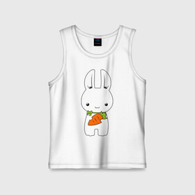 Детская майка хлопок с принтом Зайчик с морковкой в Тюмени,  |  | белый кролик | животные | зайчик | зайчик с морковкой | морковь