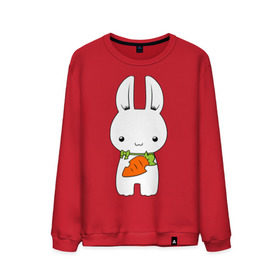 Мужской свитшот хлопок с принтом Зайчик с морковкой в Тюмени, 100% хлопок |  | белый кролик | животные | зайчик | зайчик с морковкой | морковь