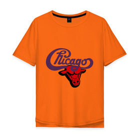 Мужская футболка хлопок Oversize с принтом Чикаго Булс Chicago bulls в Тюмени, 100% хлопок | свободный крой, круглый ворот, “спинка” длиннее передней части | Тематика изображения на принте: chicago bulls | swag | бык | чикаго булс