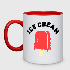 Кружка двухцветная с принтом Мороженое Ice Cream в Тюмени, керамика | объем — 330 мл, диаметр — 80 мм. Цветная ручка и кайма сверху, в некоторых цветах — вся внутренняя часть | 