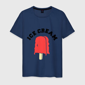 Мужская футболка хлопок с принтом Мороженое Ice Cream в Тюмени, 100% хлопок | прямой крой, круглый вырез горловины, длина до линии бедер, слегка спущенное плечо. | 