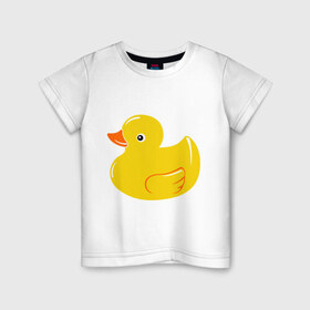 Детская футболка хлопок с принтом Утёнок в Тюмени, 100% хлопок | круглый вырез горловины, полуприлегающий силуэт, длина до линии бедер | детям | животные | кря | птица | утёнок