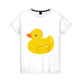 Женская футболка хлопок с принтом Утёнок в Тюмени, 100% хлопок | прямой крой, круглый вырез горловины, длина до линии бедер, слегка спущенное плечо | детям | животные | кря | птица | утёнок