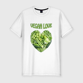 Мужская футболка премиум с принтом Вегетарианцы - Я никого не ем! в Тюмени, 92% хлопок, 8% лайкра | приталенный силуэт, круглый вырез ворота, длина до линии бедра, короткий рукав | Тематика изображения на принте: vegan | вегетарианцы | капуста | луг | овощи | я никого не ем | яблоко