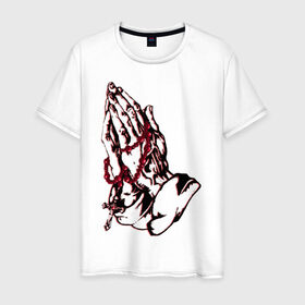 Мужская футболка хлопок с принтом Тату  Молись  - модный дизайн в Тюмени, 100% хлопок | прямой крой, круглый вырез горловины, длина до линии бедер, слегка спущенное плечо. | 