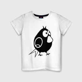 Детская футболка хлопок с принтом Забавная птичка в Тюмени, 100% хлопок | круглый вырез горловины, полуприлегающий силуэт, длина до линии бедер | воробей | животные | забавная птичка | прикольные картинки