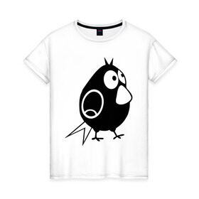 Женская футболка хлопок с принтом Забавная птичка в Тюмени, 100% хлопок | прямой крой, круглый вырез горловины, длина до линии бедер, слегка спущенное плечо | воробей | животные | забавная птичка | прикольные картинки