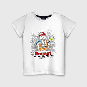 Детская футболка хлопок с принтом Emmet в Тюмени, 100% хлопок | круглый вырез горловины, полуприлегающий силуэт, длина до линии бедер | Тематика изображения на принте: 