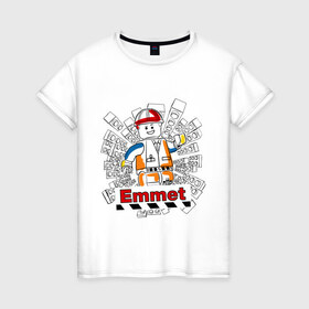 Женская футболка хлопок с принтом Emmet в Тюмени, 100% хлопок | прямой крой, круглый вырез горловины, длина до линии бедер, слегка спущенное плечо | Тематика изображения на принте: 