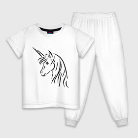Детская пижама хлопок с принтом Единорог в Тюмени, 100% хлопок |  брюки и футболка прямого кроя, без карманов, на брюках мягкая резинка на поясе и по низу штанин
 | unicorn | единорог | животные | лошадь | рог