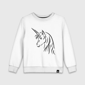 Детский свитшот хлопок с принтом Единорог в Тюмени, 100% хлопок | круглый вырез горловины, эластичные манжеты, пояс и воротник | unicorn | единорог | животные | лошадь | рог