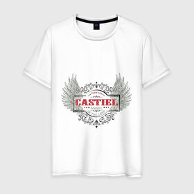 Мужская футболка хлопок с принтом Ангел Кастиэль - Сверхъестественное в Тюмени, 100% хлопок | прямой крой, круглый вырез горловины, длина до линии бедер, слегка спущенное плечо. | ангел кастиэль | сверхъестественное | сериалы