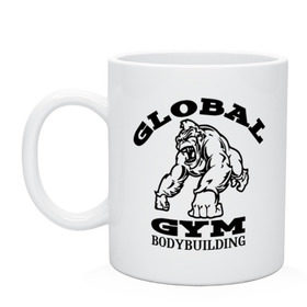 Кружка с принтом Global Gym Bodybuilding в Тюмени, керамика | объем — 330 мл, диаметр — 80 мм. Принт наносится на бока кружки, можно сделать два разных изображения | global gym bodybuilding | силовой спорт | спорт