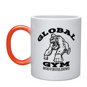 Кружка хамелеон с принтом Global Gym Bodybuilding в Тюмени, керамика | меняет цвет при нагревании, емкость 330 мл | global gym bodybuilding | силовой спорт | спорт
