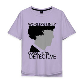 Мужская футболка хлопок Oversize с принтом Sherlock Detective в Тюмени, 100% хлопок | свободный крой, круглый ворот, “спинка” длиннее передней части | sherlock detective | кино | мультфильмы и тв 
подкатегория: | сыщик | холмс | хомс