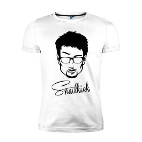 Мужская футболка премиум с принтом Snailkick в Тюмени, 92% хлопок, 8% лайкра | приталенный силуэт, круглый вырез ворота, длина до линии бедра, короткий рукав | snailkick | youtube | блоггер | блогер | видеоблоггер | видеоблогер | снэйлкик | ютьюб