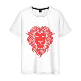 Мужская футболка хлопок с принтом Король джунглей в Тюмени, 100% хлопок | прямой крой, круглый вырез горловины, длина до линии бедер, слегка спущенное плечо. | голова льва | животное | король джунглей | лев