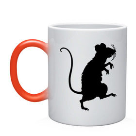 Кружка хамелеон с принтом Силуэт крысы в Тюмени, керамика | меняет цвет при нагревании, емкость 330 мл | животные | крыса | мышь | силуэт крысы | хомяк