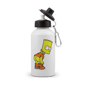 Бутылка спортивная с принтом Барт Симпсон Simpson в Тюмени, металл | емкость — 500 мл, в комплекте две пластиковые крышки и карабин для крепления | барт симпсон simpson | симпсоны