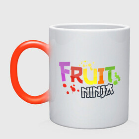 Кружка хамелеон с принтом Fruit Ninja в Тюмени, керамика | меняет цвет при нагревании, емкость 330 мл | fruit ninja | игры | мобильные игры | ниньзя | фруктовый ниньзя | фрукты