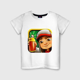 Детская футболка хлопок с принтом Subway Surfers в Тюмени, 100% хлопок | круглый вырез горловины, полуприлегающий силуэт, длина до линии бедер | subway surfers | surfer | сабвей сюрфер | сюрфер