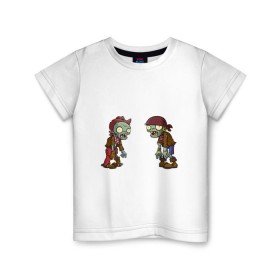 Детская футболка хлопок с принтом Зомби против Растений в Тюмени, 100% хлопок | круглый вырез горловины, полуприлегающий силуэт, длина до линии бедер | зомби